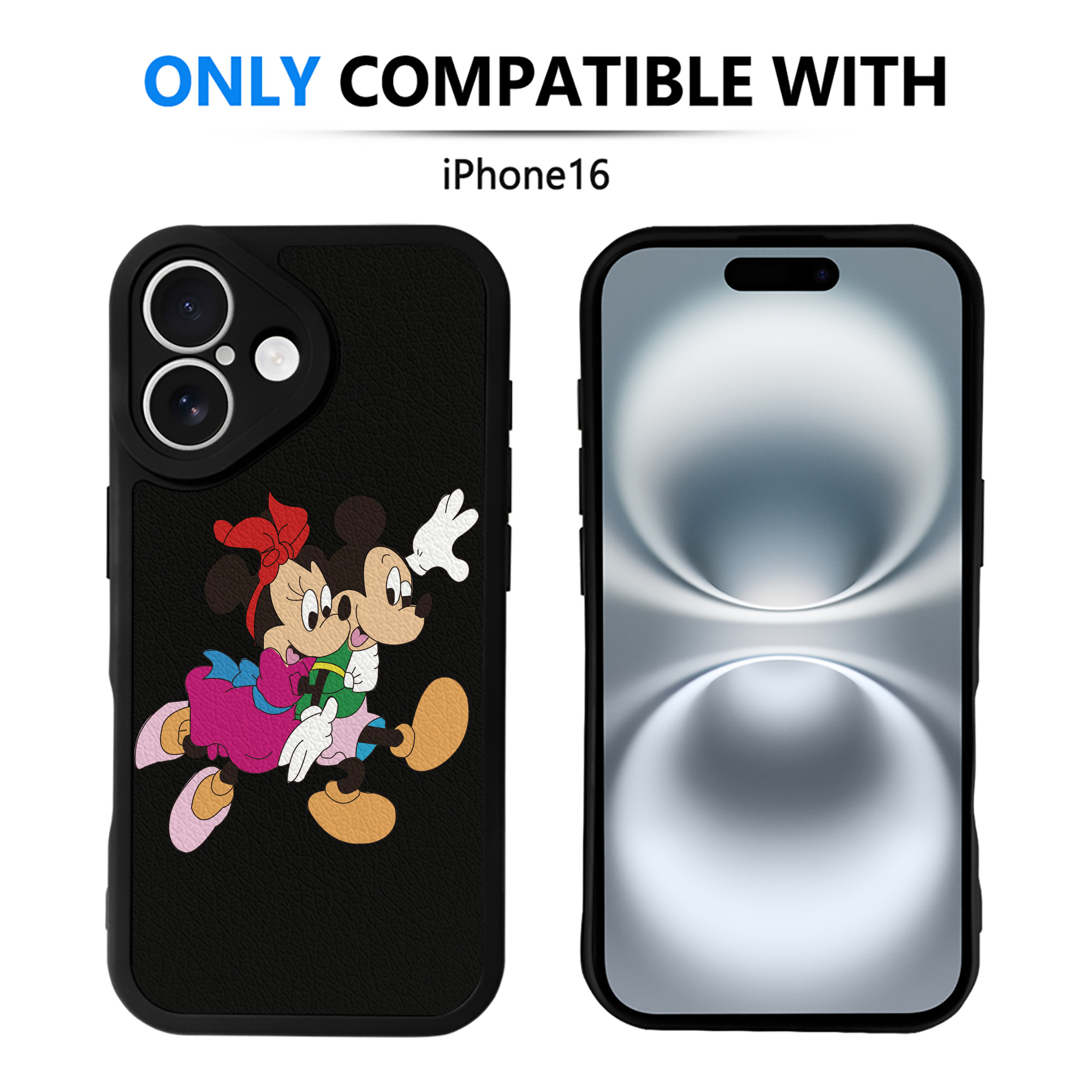 （画像用） ミッキーマウス Mickey Mouse 【iPhone 16シリーズ対応】シリコンスマホケース（レザー調） 材質：シリコン